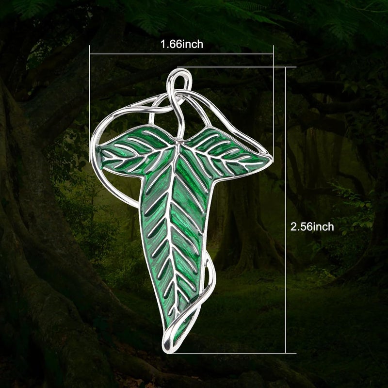 EKZ Elegance Elven Green Tree Leaf Enamel Pin,Cloak Clasp Brooches Elven Keepsake Pin for Luck and Mystery – Perfect for Christmas Festive Attire and Cosplay Jewelry - Image 3